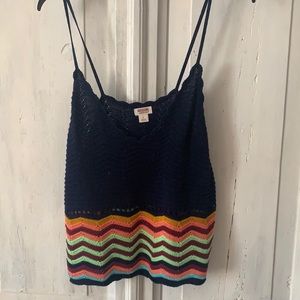 navy/multi-color knit tank top